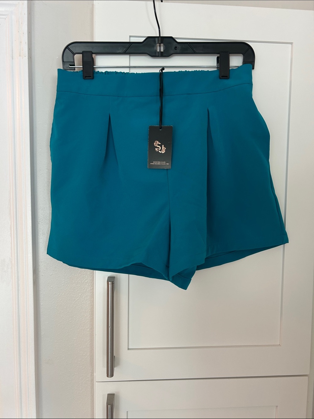 Sincerely Jules Teal High-Waist Pleated Women’s Shorts